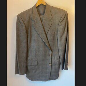 Custom Hickey Freeman Men's Suit, Gray with subtle plaid